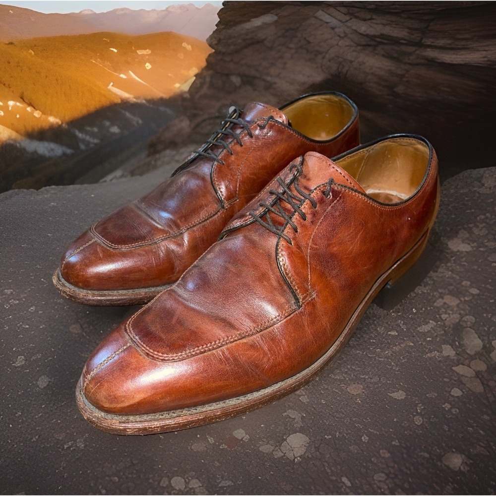 Allen Edmonds Delray Shoes Men 10 D Brown Leather Split Toe Oxfords Leather